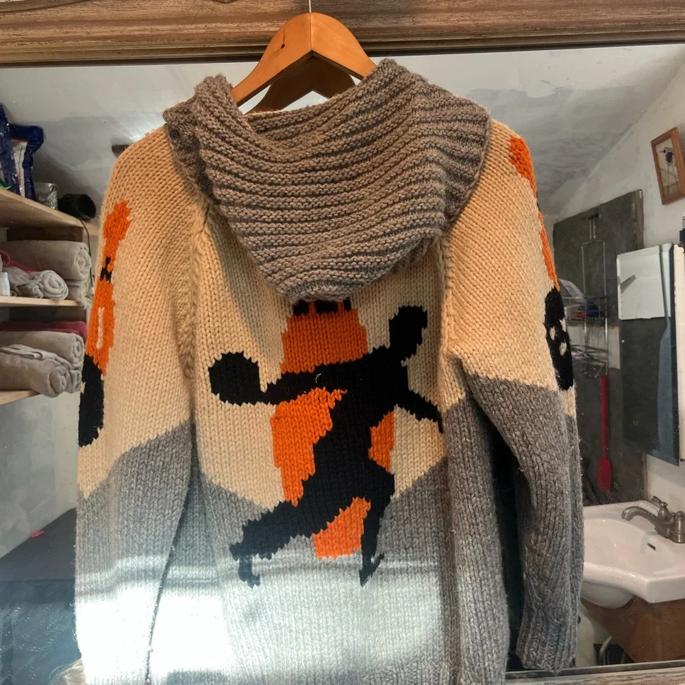 Vintage 1950 cowichan wool sweater bowling theme - Picture 5 of 9